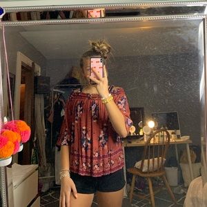 Floral top off the shoulder